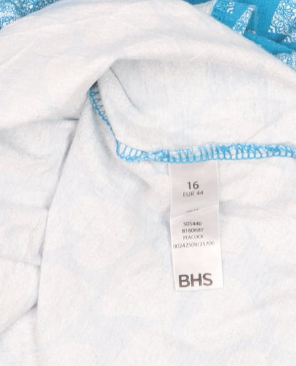 BHS Women Blue Heart Print Cotton T-Shirt Size 16