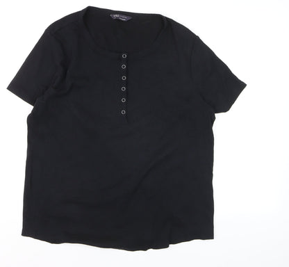 Marks and Spencer Womens Black Size 22 Stretch Jersey Short Sleeve T-Shirt