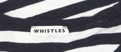 Whistles Women Black White Striped Long Sleeve Cotton Jersey Top Size 12