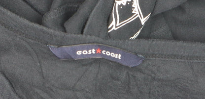East Coast Women's Black Beaded Floral 3/4 Sleeve V-Neck Cotton T-Shirt Size 18