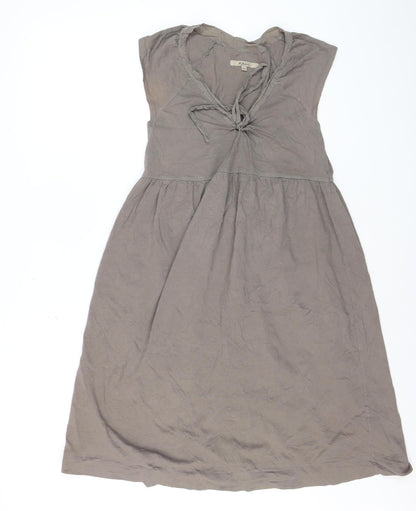 Kem Women’s Grey Cotton Knee Length Empire Waist Dress XS