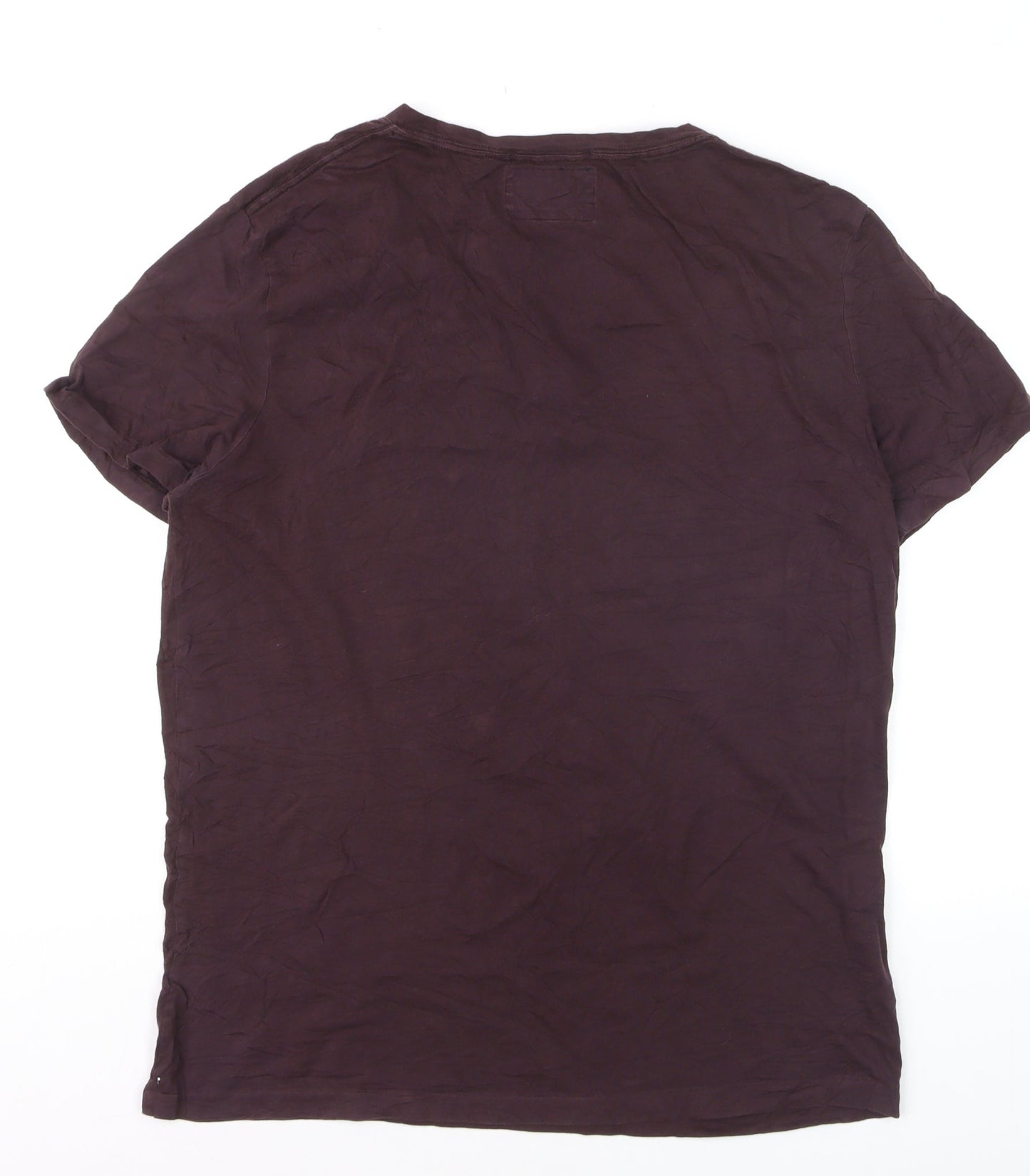 AllSaints Men's Brown V-Neck Slim Fit Cotton T-Shirt Size L