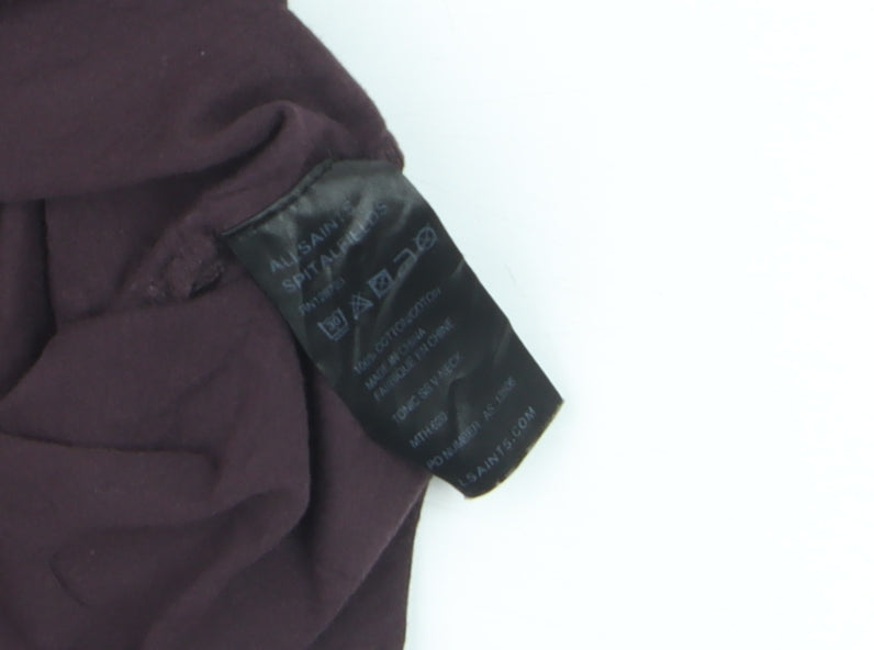 AllSaints Men's Brown V-Neck Slim Fit Cotton T-Shirt Size L
