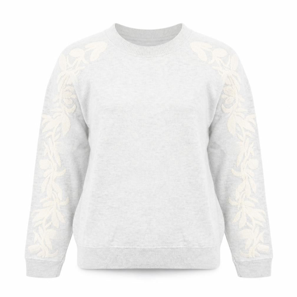 Mint Velvet Women's Grey Embroidered Crew Neck Pullover Jumper Size 8