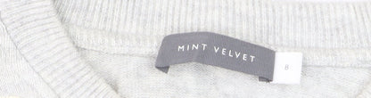 Mint Velvet Women's Grey Embroidered Crew Neck Pullover Jumper Size 8