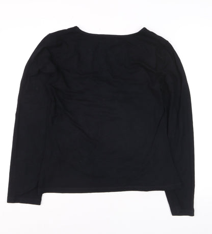L.K. Bennett Women's Black Jersey V-Neck Long Sleeve Blouse Medium