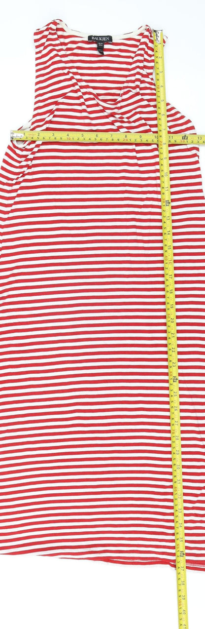 Baukjen Women Red White Striped Viscose Stretch Tank Dress Size 10