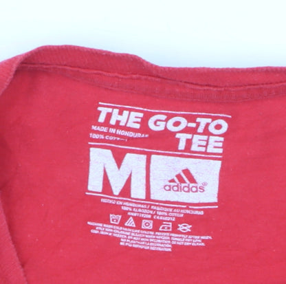 Adidas Womens Red Graphic Cropped T-Shirt Medium Cotton Sports Style