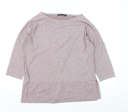 Marks and Spencer Women's Red Mix Striped Jersey 3/4 Sleeve Top Size 12