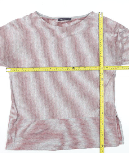Marks and Spencer Women's Red Mix Striped Jersey 3/4 Sleeve Top Size 12