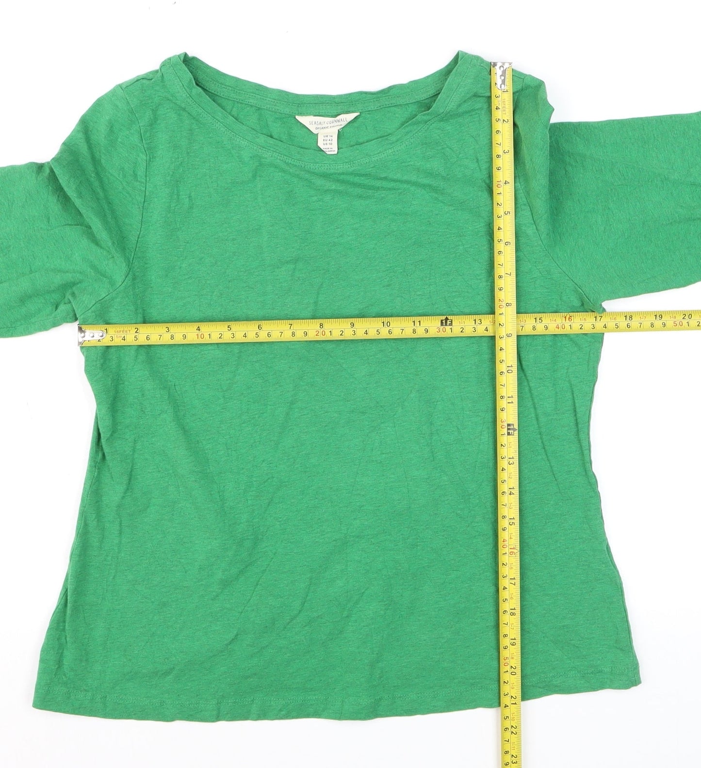 Seasalt Cornwall Womens Green Organic Cotton Long Sleeve T-Shirt UK 14