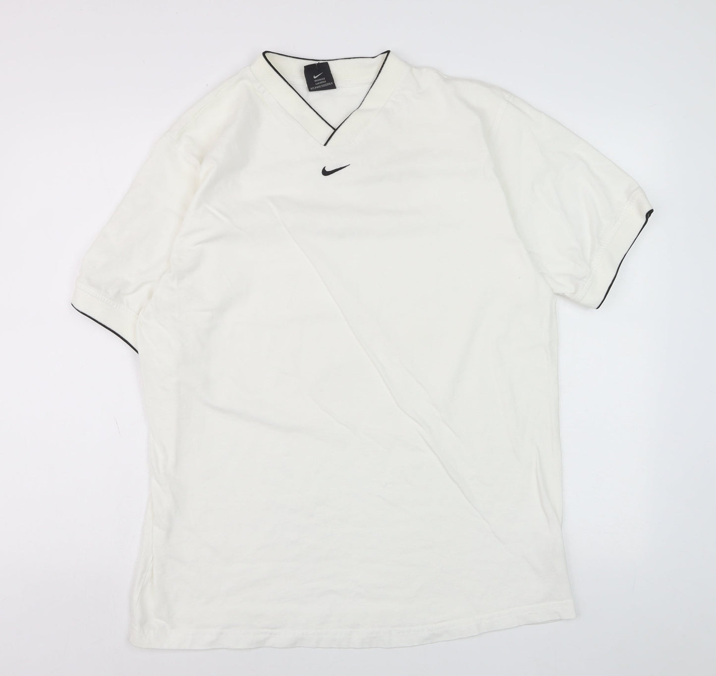 Nike Men’s White V-Neck Short Sleeve Cotton T-Shirt Size L