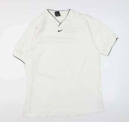 Nike Men’s White V-Neck Short Sleeve Cotton T-Shirt Size L