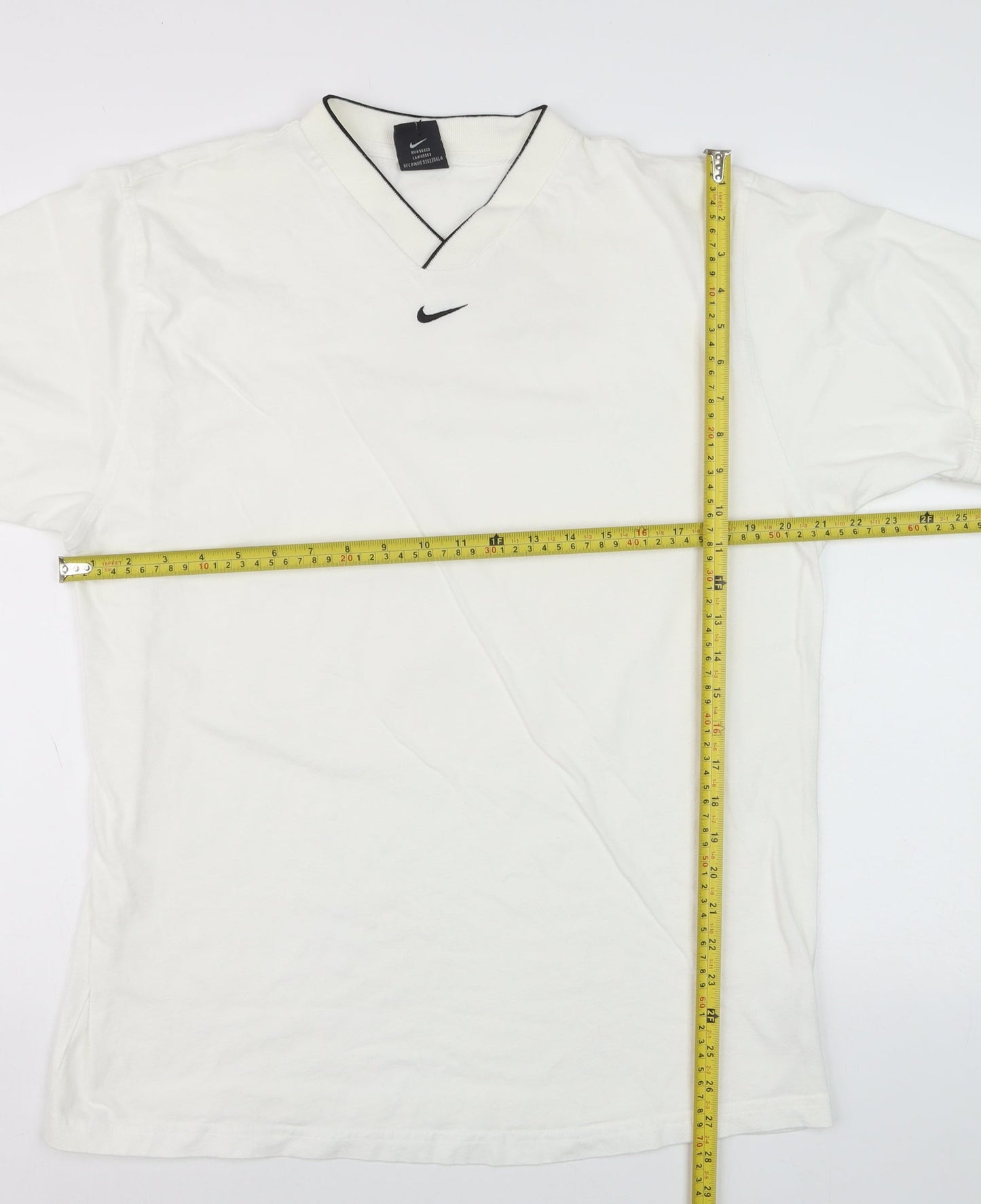 Nike Men’s White V-Neck Short Sleeve Cotton T-Shirt Size L