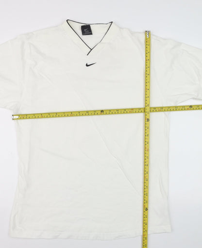 Nike Men’s White V-Neck Short Sleeve Cotton T-Shirt Size L