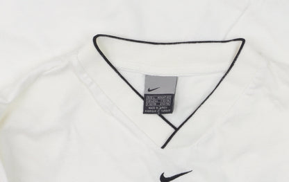 Nike Men’s White V-Neck Short Sleeve Cotton T-Shirt Size L