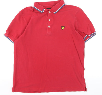 Lyle & Scott Men's Red Cotton Polo Shirt Size L Short Sleeve
