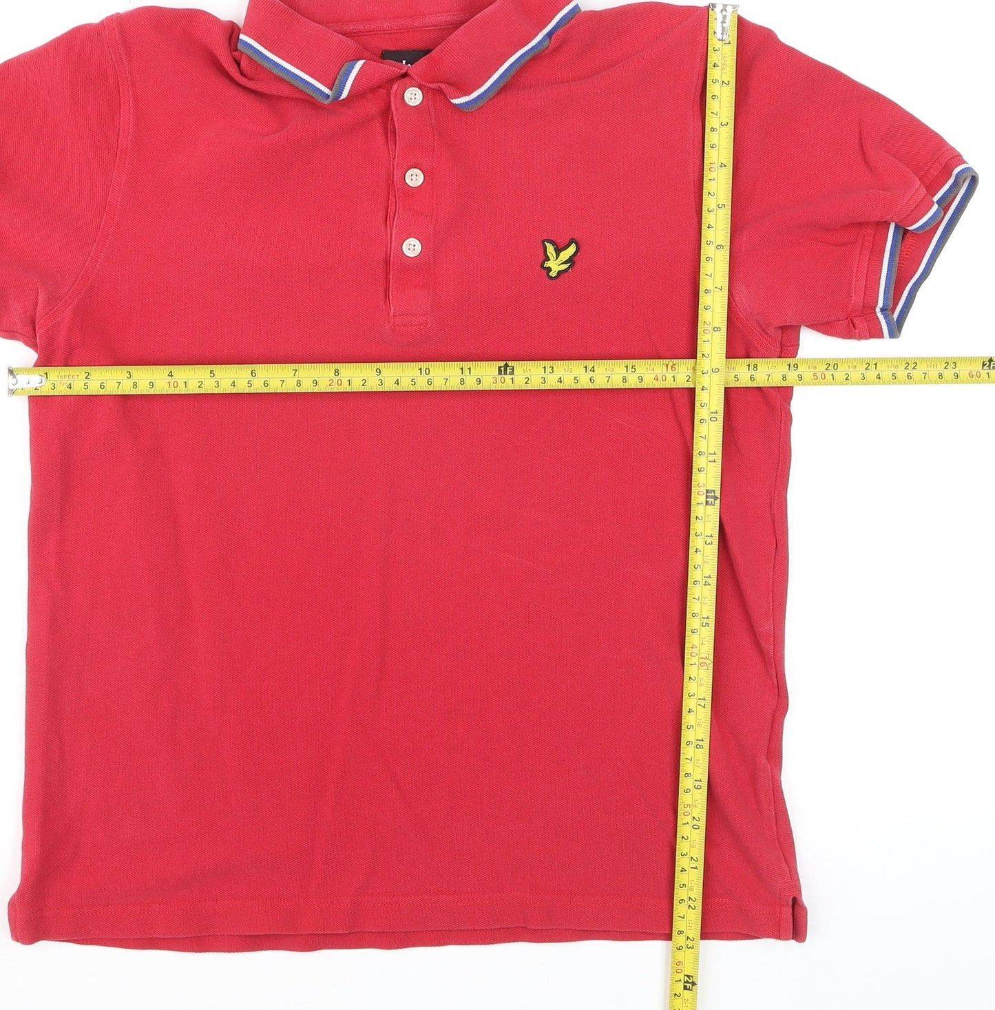Lyle & Scott Men's Red Cotton Polo Shirt Size L Short Sleeve