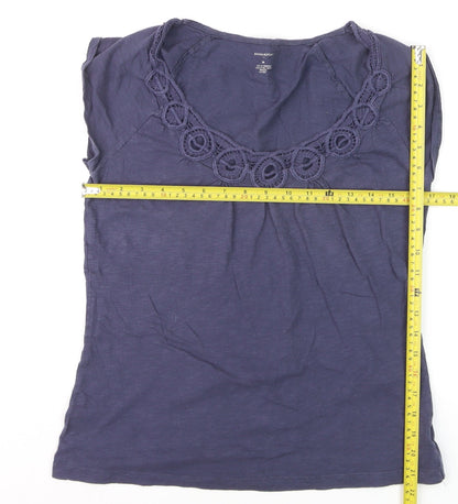 Banana Republic Women's Blue Crochet Neck Cotton T-Shirt Size M