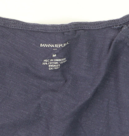 Banana Republic Women's Blue Crochet Neck Cotton T-Shirt Size M