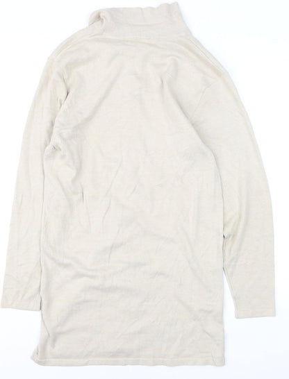 MODE Women’s Beige Collared Cotton Long Sleeve Cardigan Size 10