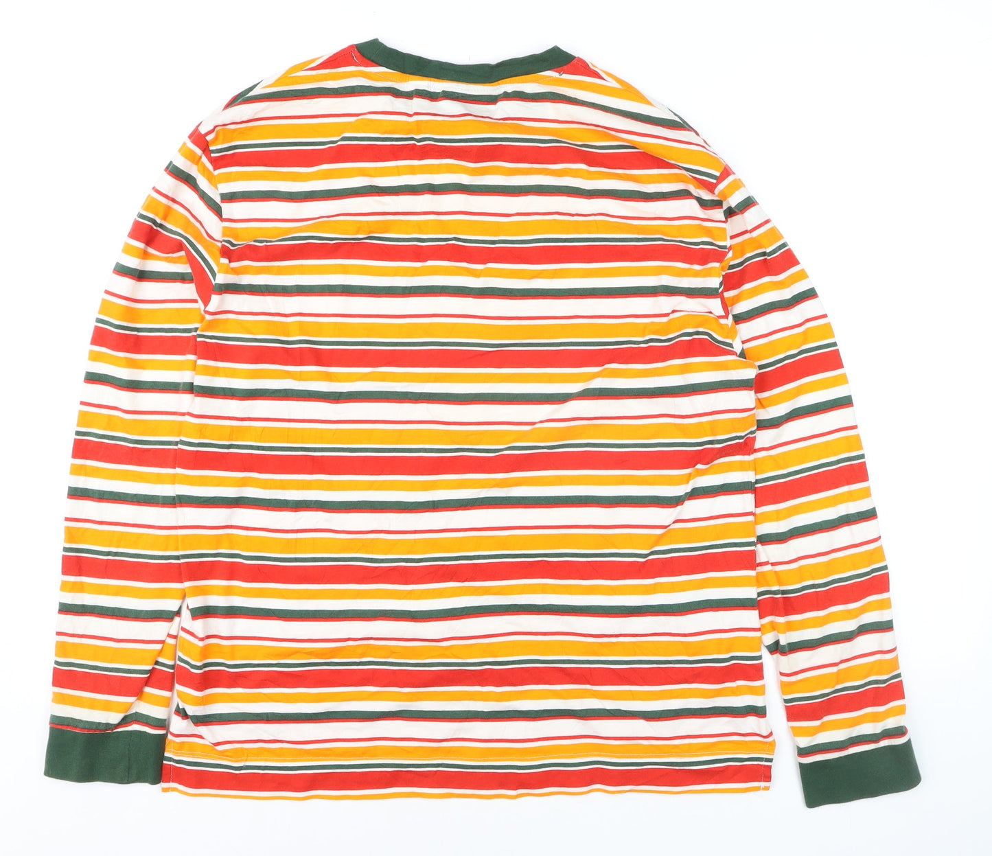 Collusion Men's Multicoloured Striped Long Sleeve Cotton Top Size S