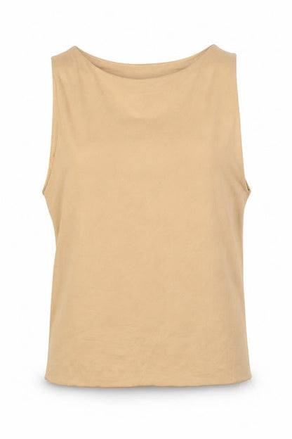 Stradivarius Women Beige Basic Sleeveless Tank Top S