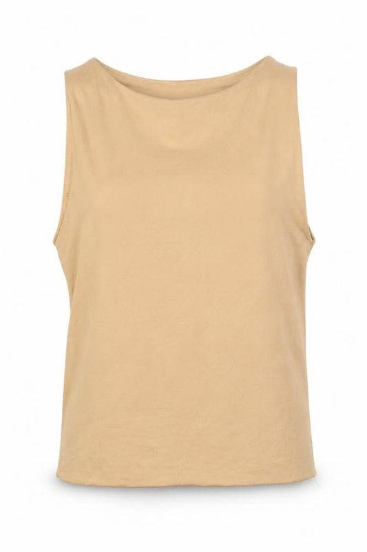 Stradivarius Women Beige Basic Sleeveless Tank Top S
