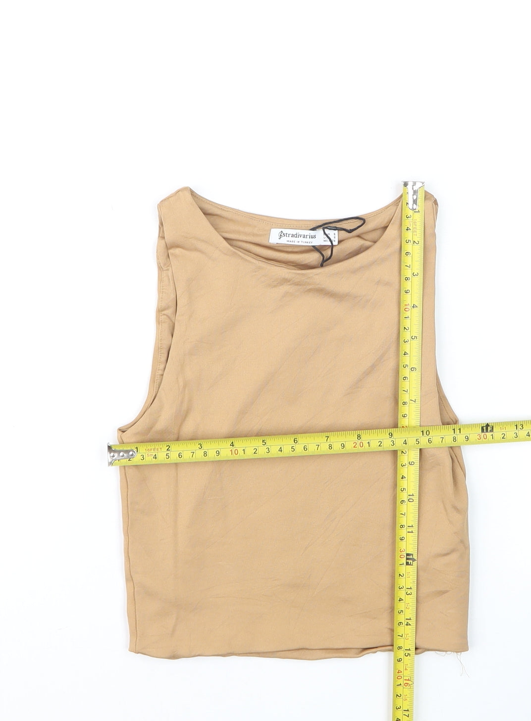 Stradivarius Women Beige Basic Sleeveless Tank Top S