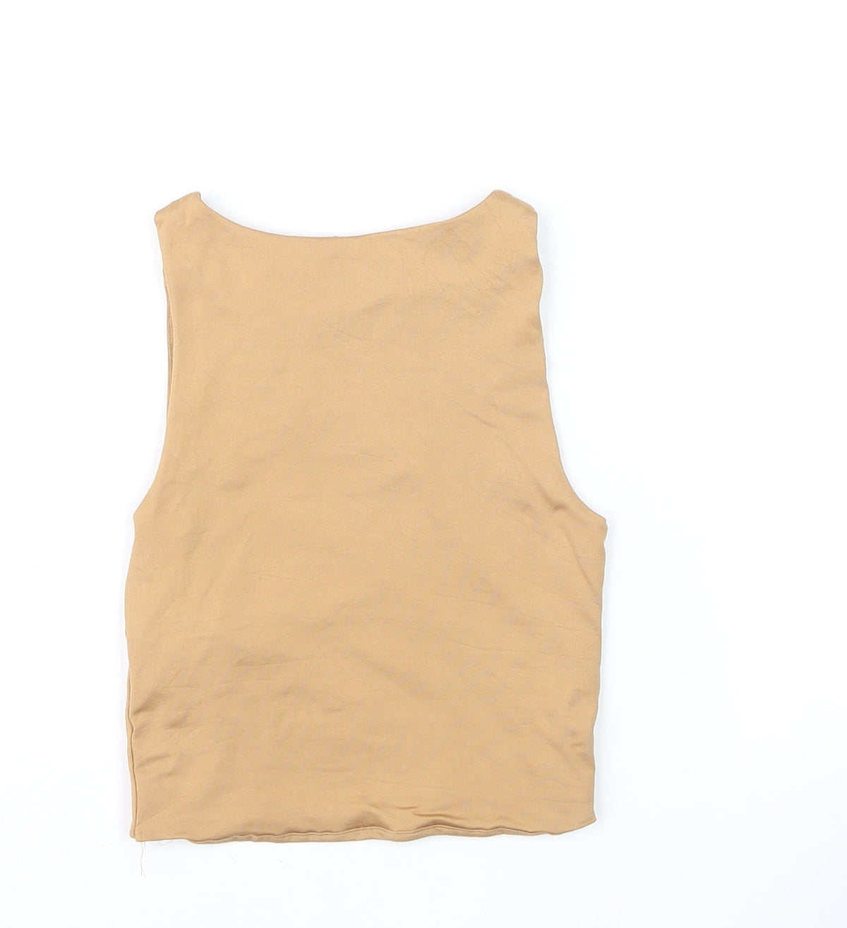 Stradivarius Women Beige Basic Sleeveless Tank Top S