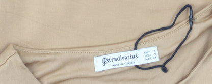 Stradivarius Women Beige Basic Sleeveless Tank Top S