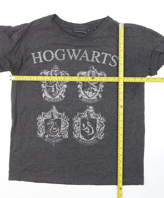 Harry Potter Girls Grey Hogwarts Crest Graphic T-Shirt Size 10