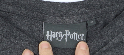 Harry Potter Girls Grey Hogwarts Crest Graphic T-Shirt Size 10
