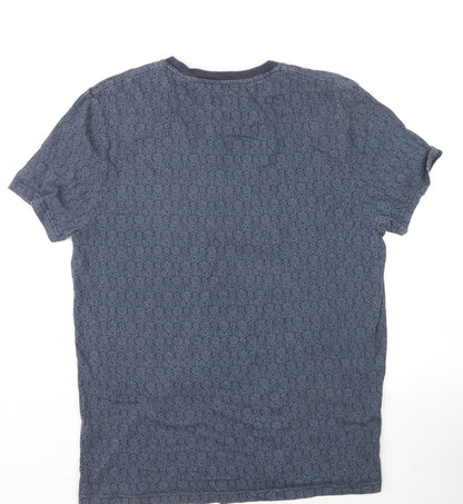 Jack Wills Men's Blue Floral Crew Neck Cotton T-Shirt Size L