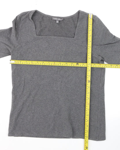 Laura Ashley Women’s Grey Cotton Elastane Square Neck T-Shirt Size 10
