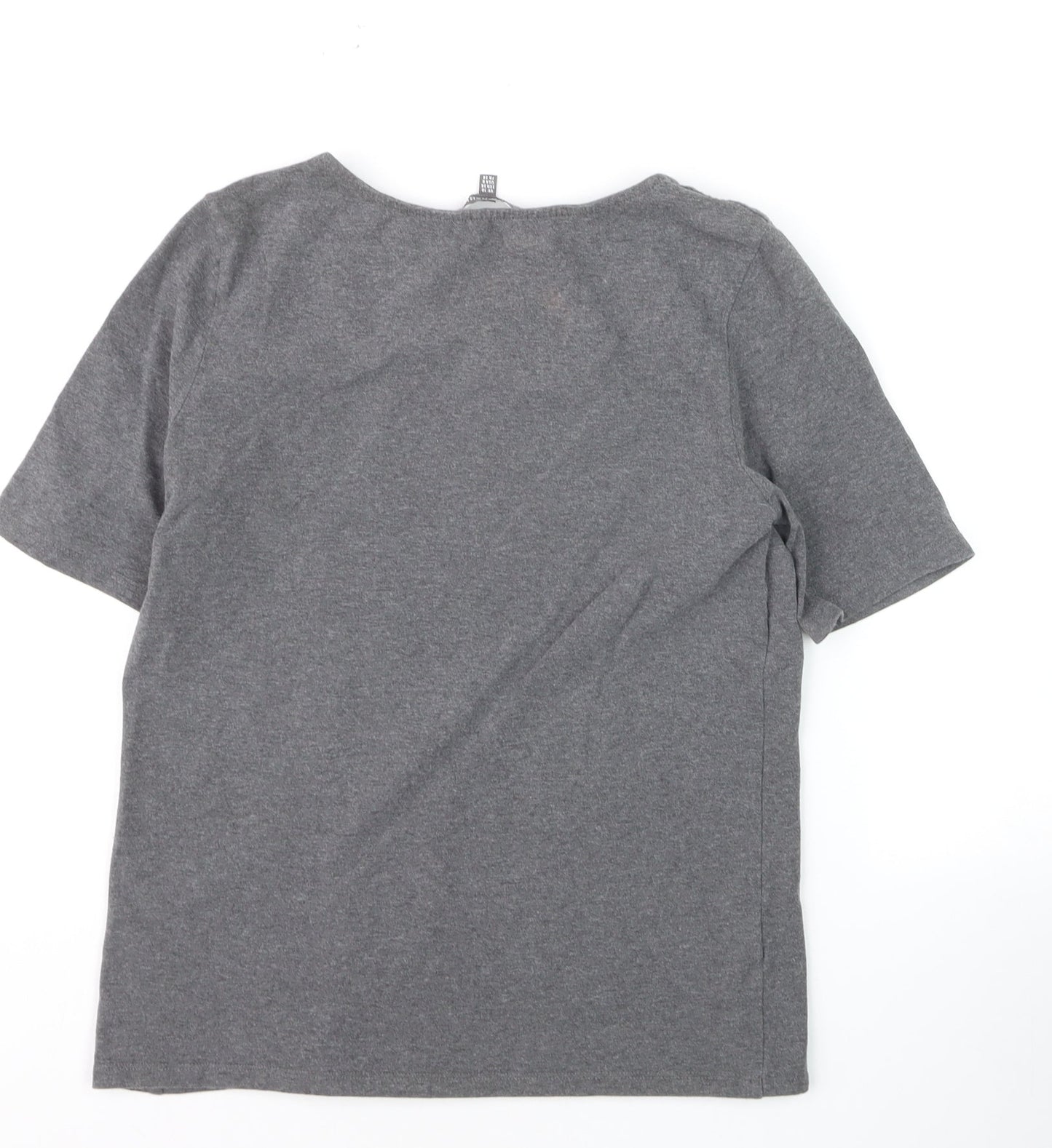 Laura Ashley Women’s Grey Cotton Elastane Square Neck T-Shirt Size 10