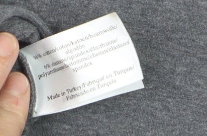 Laura Ashley Women’s Grey Cotton Elastane Square Neck T-Shirt Size 10