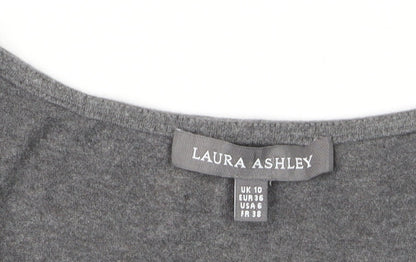 Laura Ashley Women’s Grey Cotton Elastane Square Neck T-Shirt Size 10
