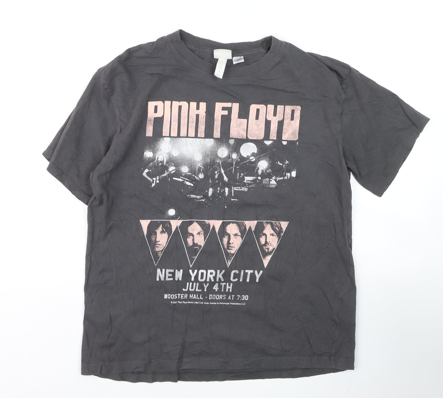 H&M Women’s Black Pink Floyd Graphic T-Shirt M Basic Rock Band Top