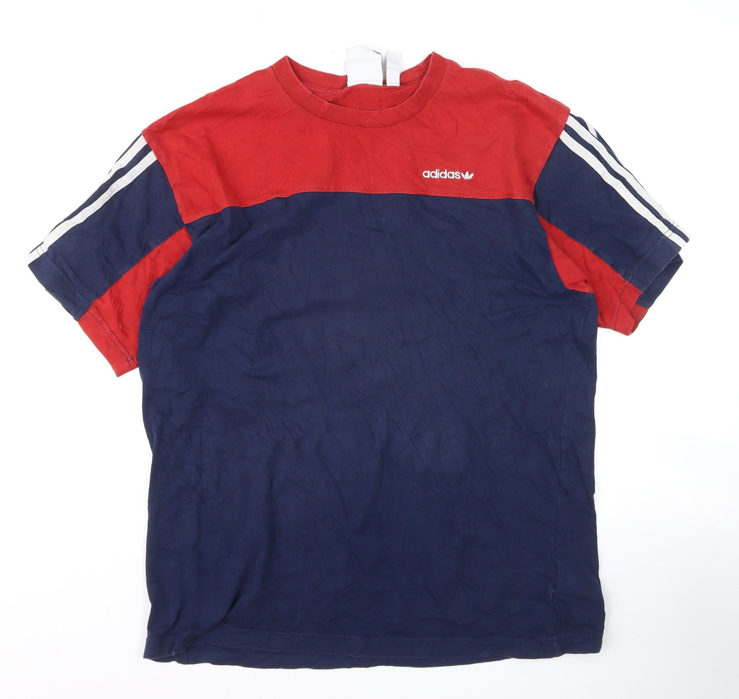 Adidas Mens Red and Navy Crew Neck Short Sleeve T-Shirt Size L