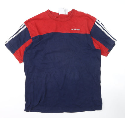 Adidas Mens Red and Navy Crew Neck Short Sleeve T-Shirt Size L