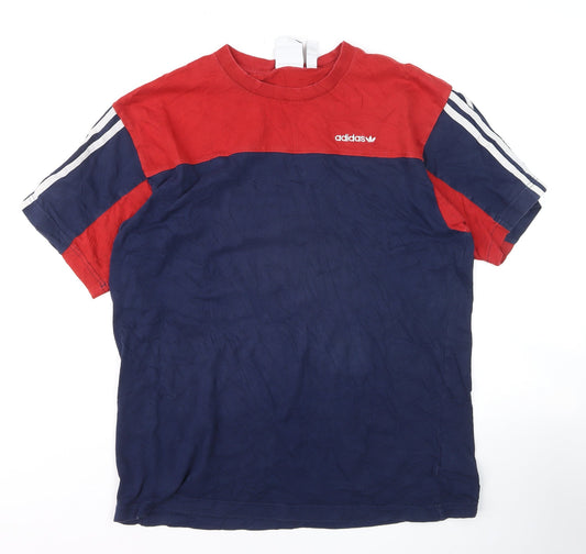 Adidas Mens Red and Navy Crew Neck Short Sleeve T-Shirt Size L