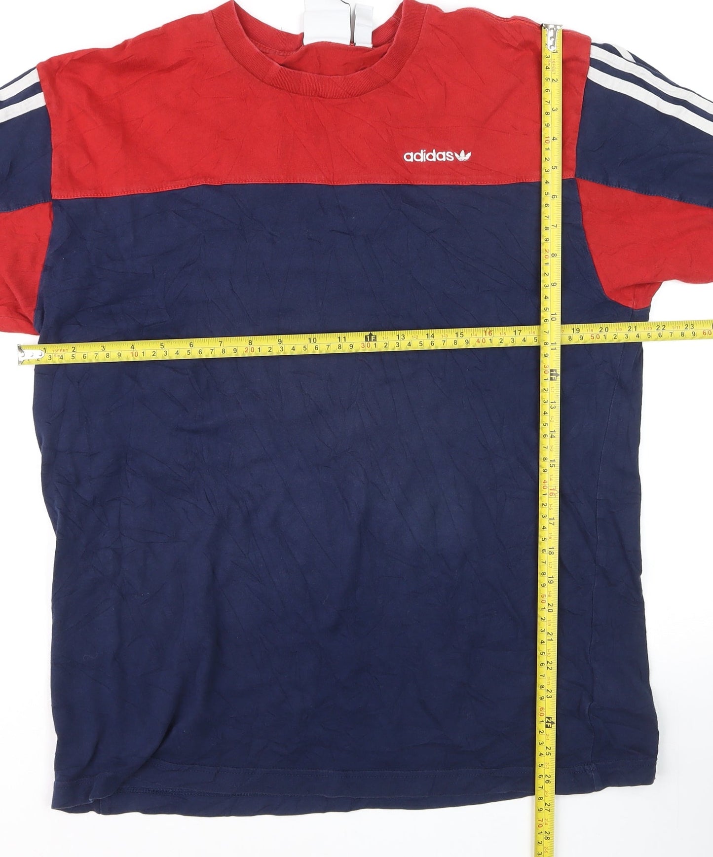 Adidas Mens Red and Navy Crew Neck Short Sleeve T-Shirt Size L