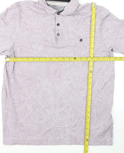 Ted Baker Men's Pink Floral Print Cotton Polo Shirt Size L