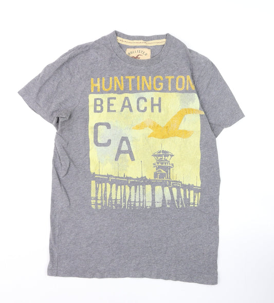 Hollister Men’s Grey Huntington Beach Graphic T-Shirt Size M
