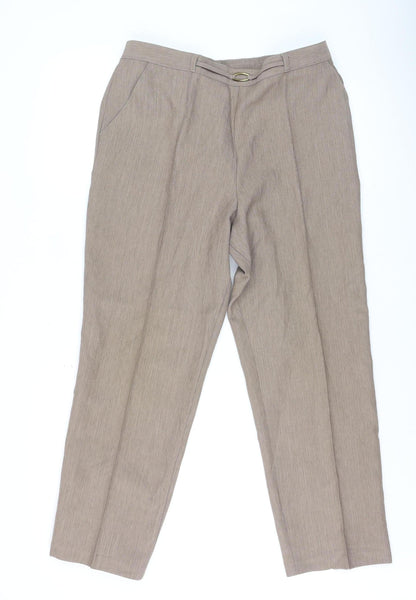 Marks and Spencer Women Beige Size 14 Twill Straight Trousers