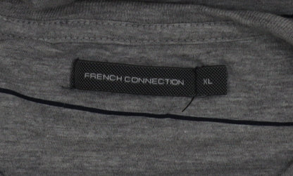French Connection Men's Grey Striped Cotton T-Shirt XL