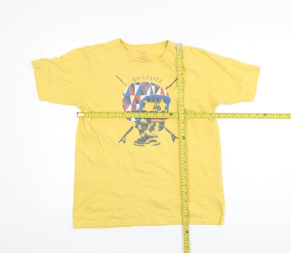 Quiksilver Men's Yellow Skull Graphic Cotton T-Shirt Size L