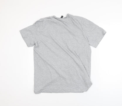 Adidas Boys Grey Large Logo T-Shirt Short Sleeve Sports Cotton Top