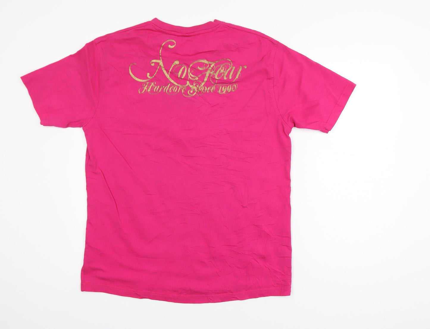 No Fear Women’s Pink Skull Graphic T-Shirt Size L Short Sleeve Cotton